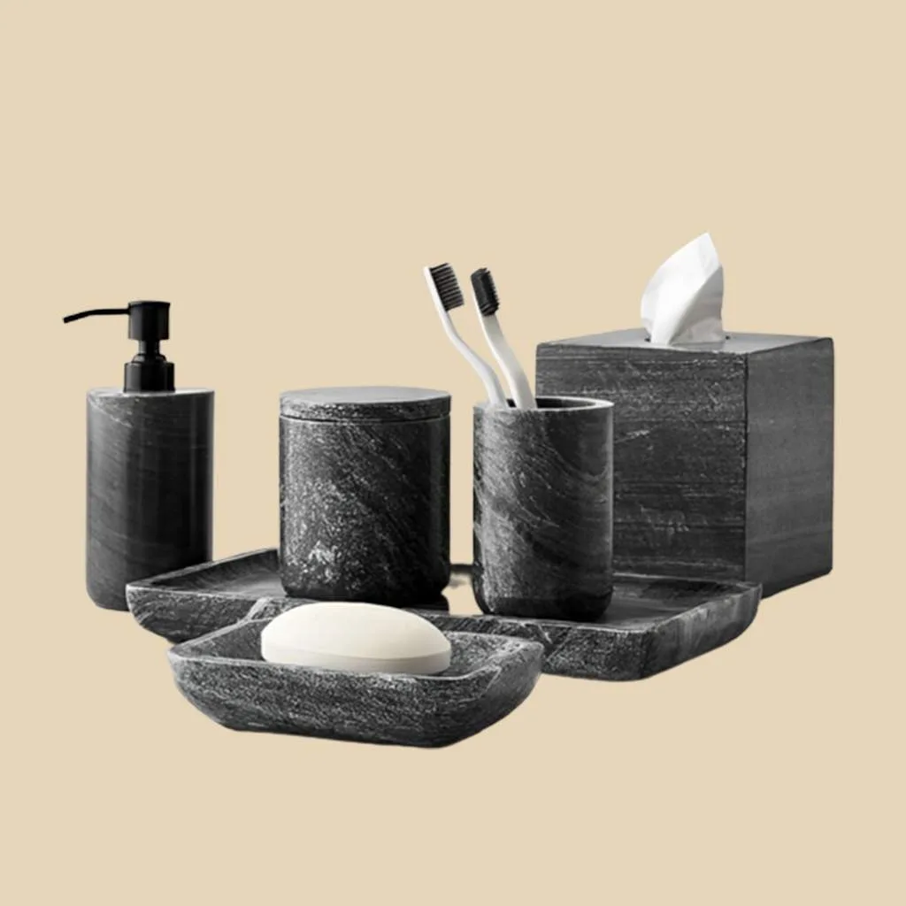 Marble Bath Set in natural marble — view 1