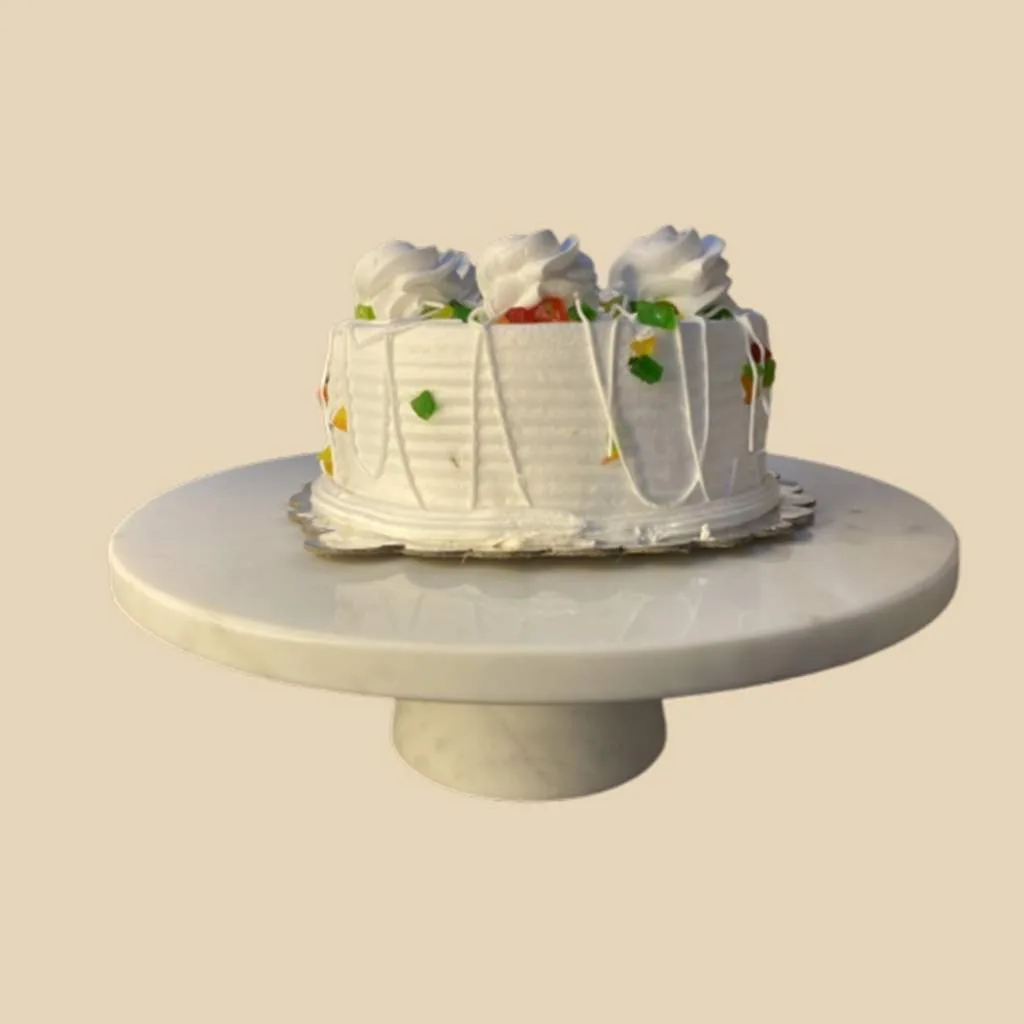 Marble Cake Stand in natural marble — view 1