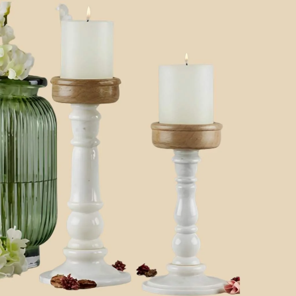 Marble Candle Holder in natural marble — view 1